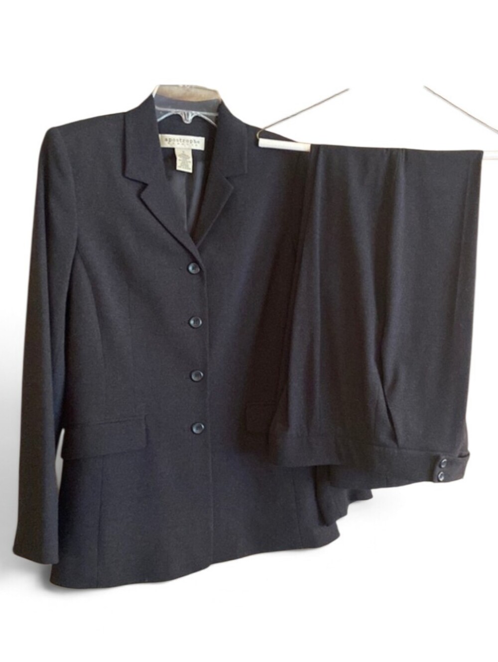 Apostrophe Women's Black Pantsuit Two-Piece Jacket & Trousers Size 6/8